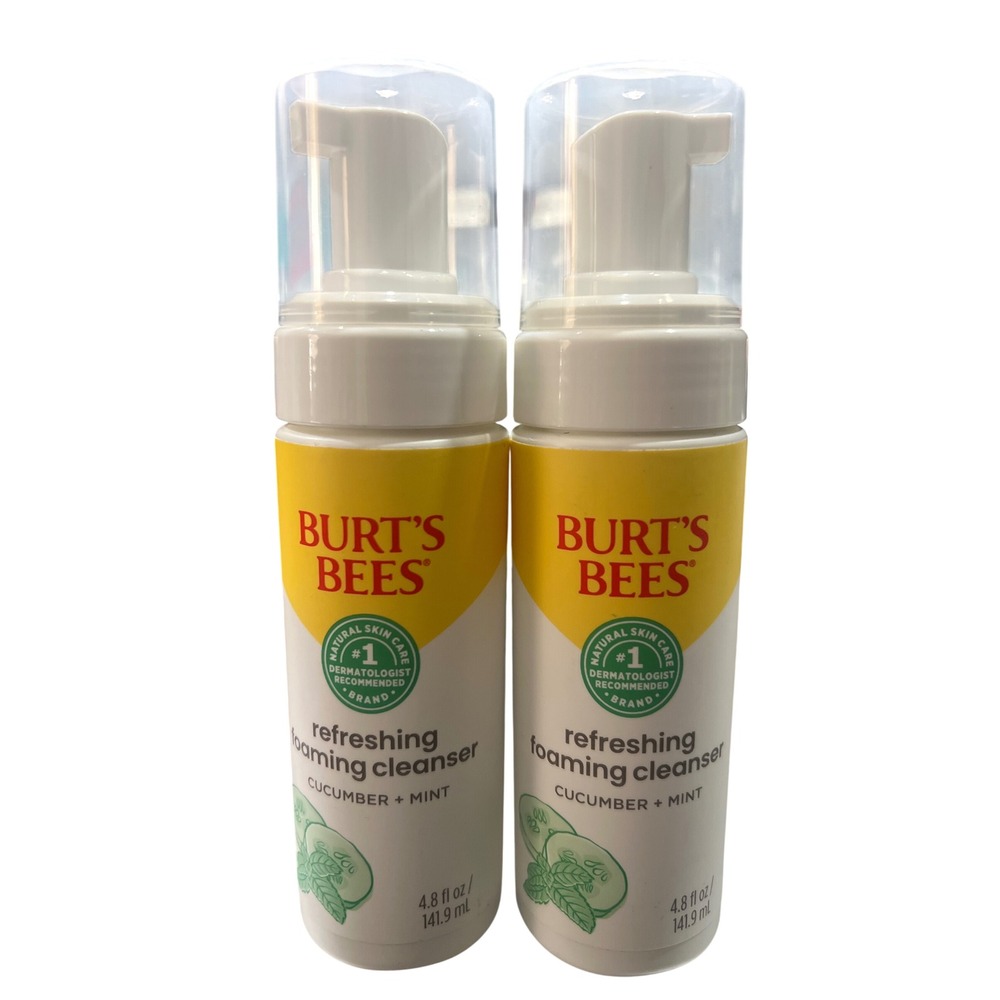 2 Burts Bees Refreshing Foaming Cleanser Cucumber & Mint 4.8 oz Skincare Facial